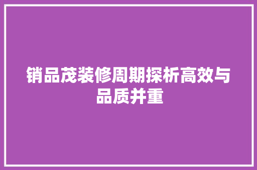 销品茂装修周期探析高效与品质并重  第1张