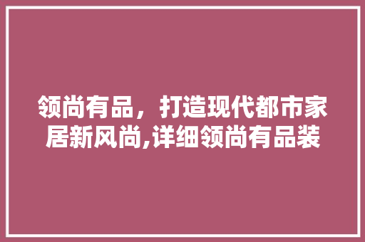 领尚有品，打造现代都市家居新风尚,详细领尚有品装修设计理念