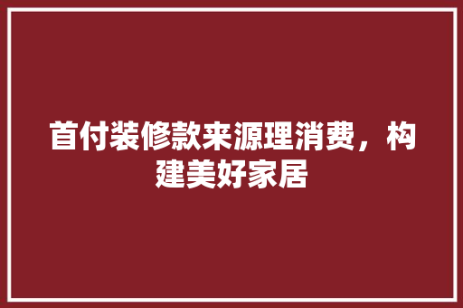 首付装修款来源理消费，构建美好家居