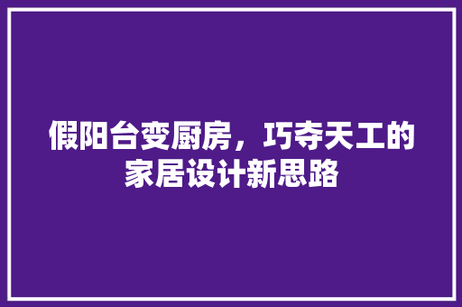 假阳台变厨房，巧夺天工的家居设计新思路