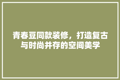 青春豆同款装修，打造复古与时尚并存的空间美学  第1张