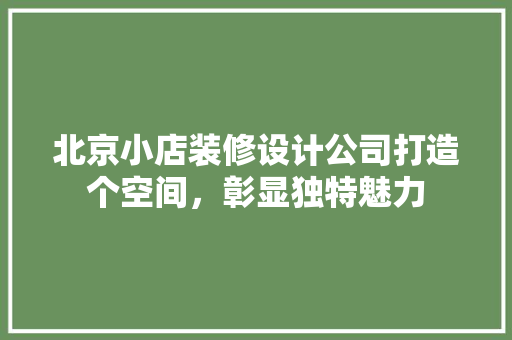北京小店装修设计公司打造个空间，彰显独特魅力