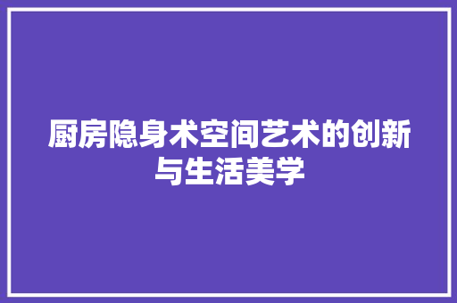 厨房隐身术空间艺术的创新与生活美学  第1张