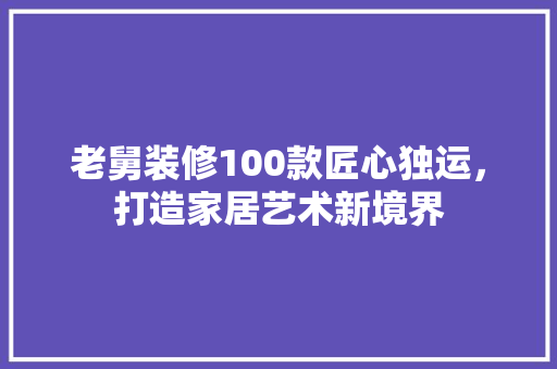 老舅装修100款匠心独运，打造家居艺术新境界