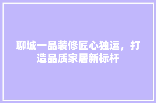 聊城一品装修匠心独运，打造品质家居新标杆