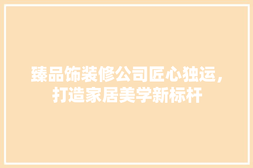 臻品饰装修公司匠心独运，打造家居美学新标杆  第1张
