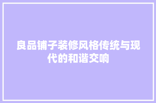 良品铺子装修风格传统与现代的和谐交响