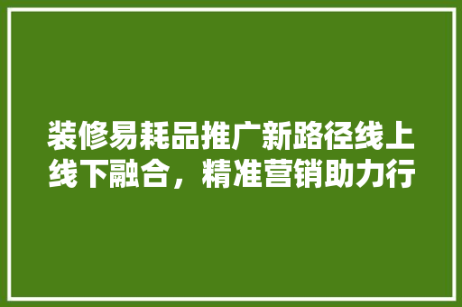 装修易耗品推广新路径线上线下融合，精准营销助力行业革新