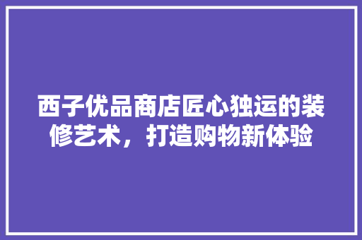 西子优品商店匠心独运的装修艺术，打造购物新体验