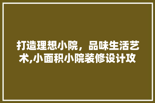 打造理想小院，品味生活艺术,小面积小院装修设计攻略