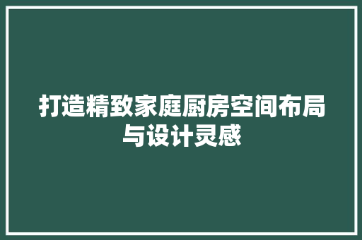 打造精致家庭厨房空间布局与设计灵感