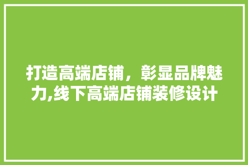 打造高端店铺，彰显品牌魅力,线下高端店铺装修设计之路