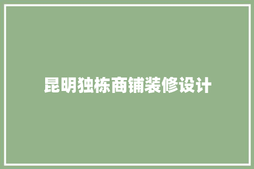 昆明独栋商铺装修设计