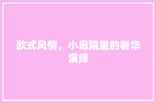欧式风情，小庭院里的奢华演绎