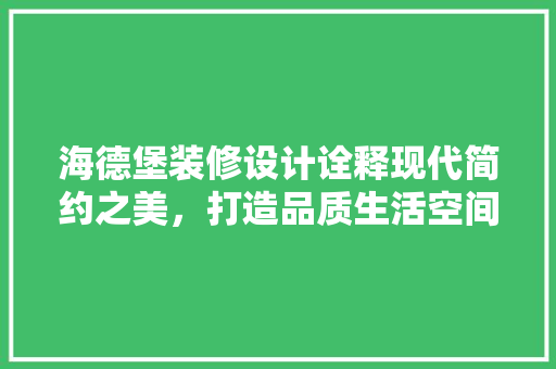海德堡装修设计诠释现代简约之美，打造品质生活空间