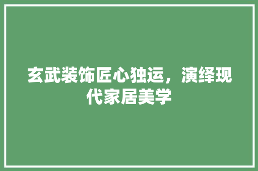 玄武装饰匠心独运，演绎现代家居美学