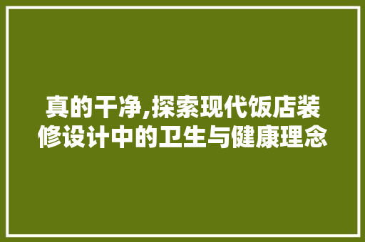 真的干净,探索现代饭店装修设计中的卫生与健康理念