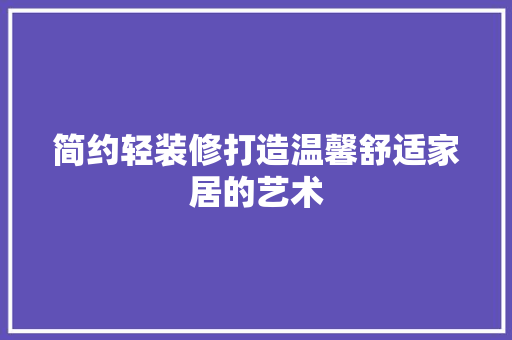 简约轻装修打造温馨舒适家居的艺术