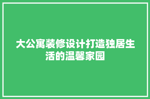 大公寓装修设计打造独居生活的温馨家园