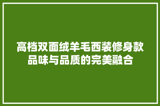 高档双面绒羊毛西装修身款品味与品质的完美融合  第1张