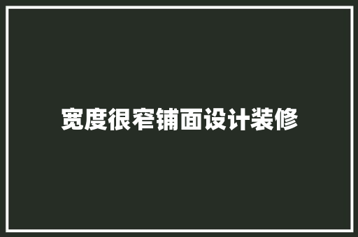 宽度很窄铺面设计装修