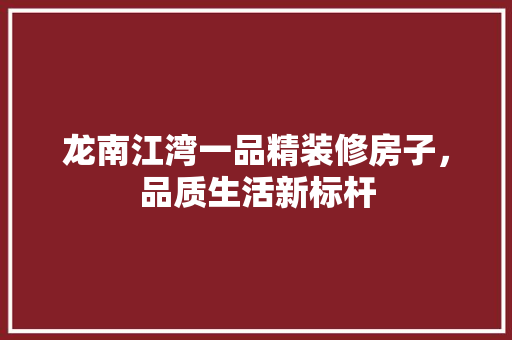 龙南江湾一品精装修房子，品质生活新标杆  第1张