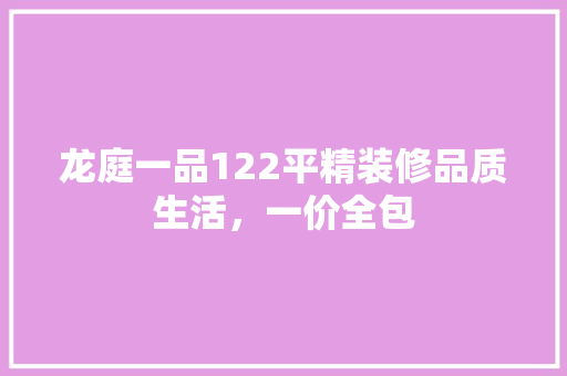 龙庭一品122平精装修品质生活，一价全包