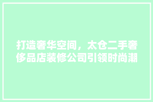 打造奢华空间，太仓二手奢侈品店装修公司引领时尚潮流