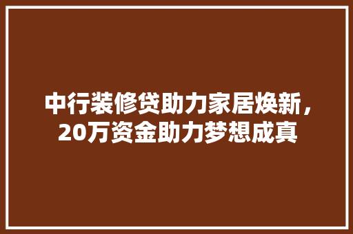 中行装修贷助力家居焕新，20万资金助力梦想成真
