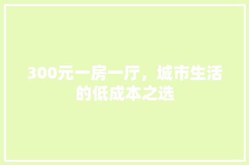300元一房一厅，城市生活的低成本之选