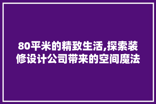 80平米的精致生活,探索装修设计公司带来的空间魔法