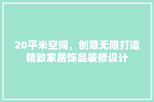 20平米空间，创意无限打造精致家居饰品装修设计  第1张