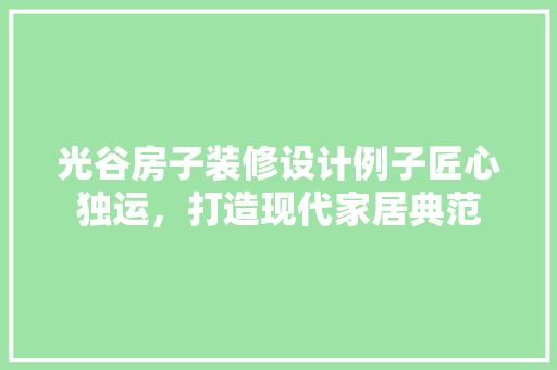 光谷房子装修设计例子匠心独运，打造现代家居典范