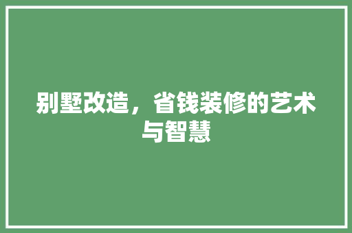 别墅改造，省钱装修的艺术与智慧