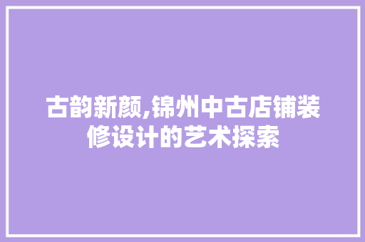古韵新颜,锦州中古店铺装修设计的艺术探索