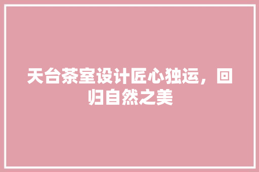 天台茶室设计匠心独运，回归自然之美