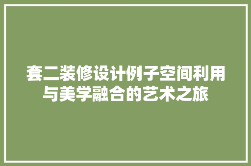 套二装修设计例子空间利用与美学融合的艺术之旅