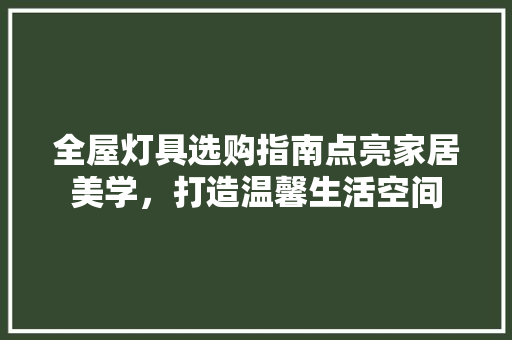 全屋灯具选购指南点亮家居美学，打造温馨生活空间