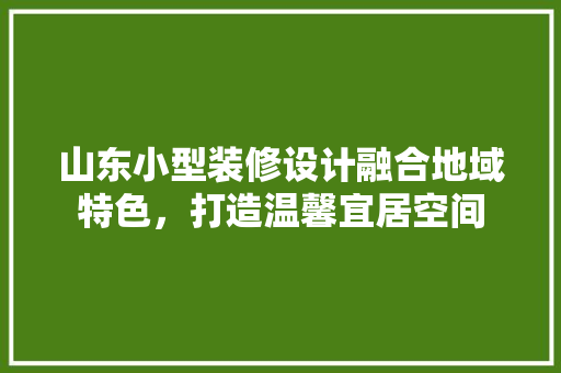 山东小型装修设计融合地域特色，打造温馨宜居空间