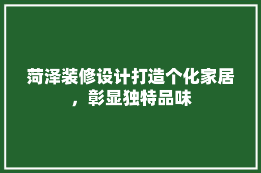 菏泽装修设计打造个化家居，彰显独特品味  第1张