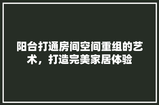 阳台打通房间空间重组的艺术，打造完美家居体验