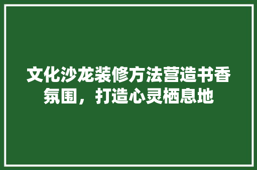 文化沙龙装修方法营造书香氛围，打造心灵栖息地