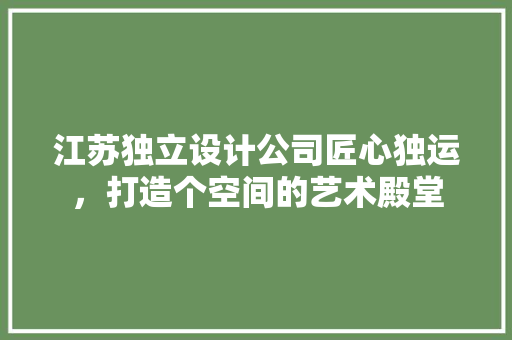 江苏独立设计公司匠心独运，打造个空间的艺术殿堂