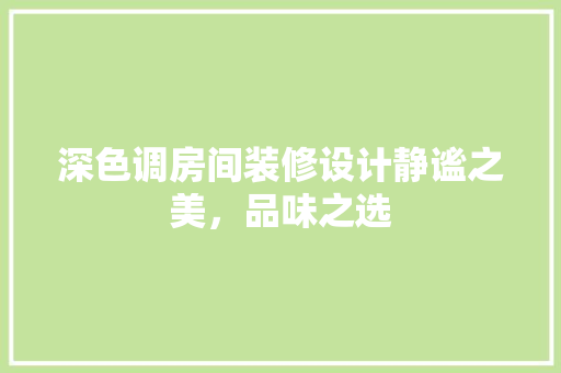 深色调房间装修设计静谧之美，品味之选