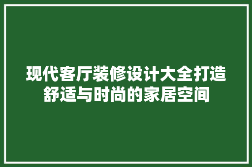 现代客厅装修设计大全打造舒适与时尚的家居空间