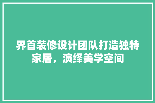 界首装修设计团队打造独特家居，演绎美学空间