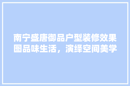 南宁盛唐御品户型装修效果图品味生活，演绎空间美学