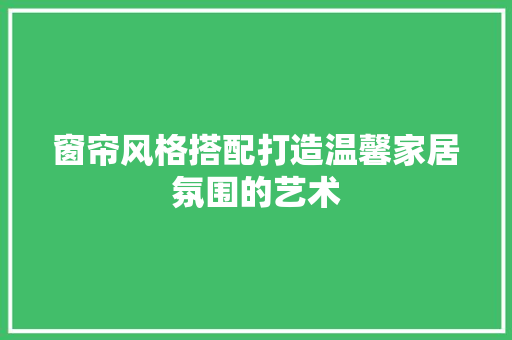 窗帘风格搭配打造温馨家居氛围的艺术