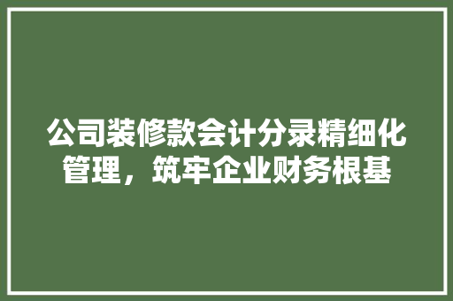 公司装修款会计分录精细化管理，筑牢企业财务根基  第1张
