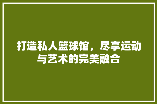 打造私人篮球馆，尽享运动与艺术的完美融合
